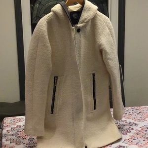 Vince Camuto Winter White Hooded Coat, size M.